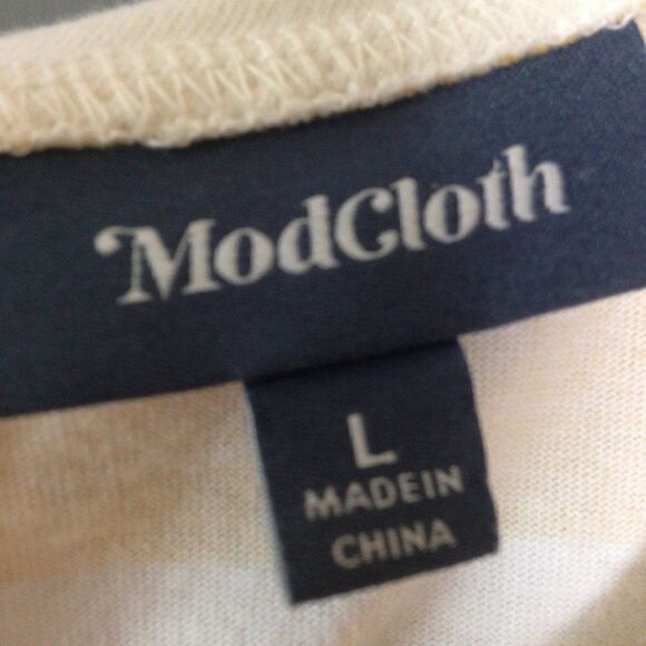 Modcloth Sleeveless Top Yellow and White Large - Picture 3 of 3